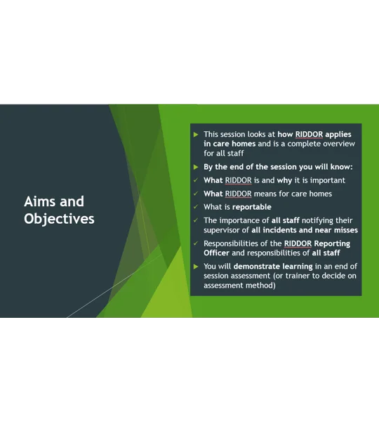 RIDDOR Awareness Residential Care Training Resources