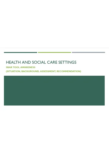 SBAR Tools Awareness Training Resources