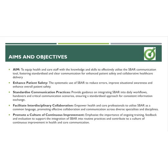 SBAR Tools Awareness Training Resources