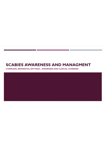 Scabies Awareness and Management Training Resources