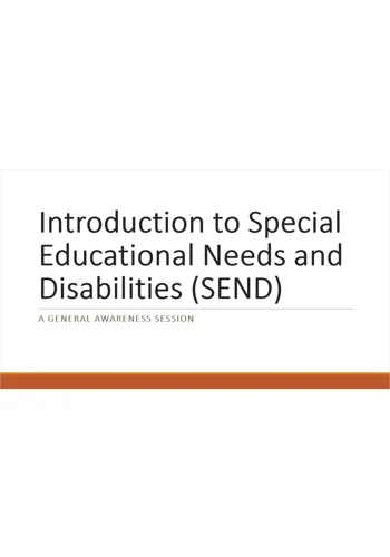 SEND - Introduction to SEND Training Resources