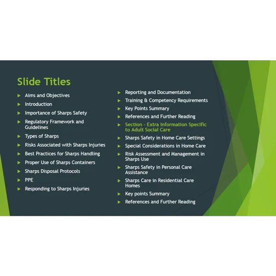 Sharps Care Awareness Training Resources