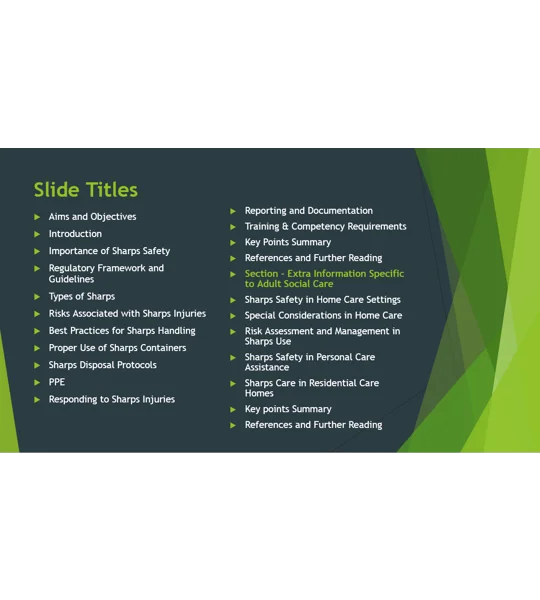 Sharps Care Awareness Training Resources