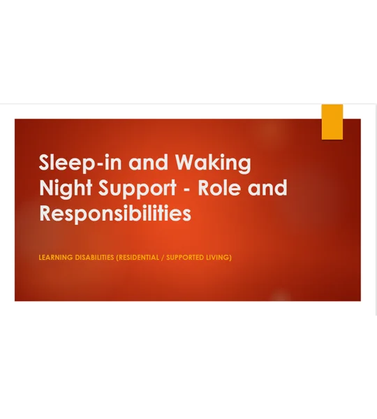 Learning Disabilities Sleep In and Waking Night Support Awareness Training Resources