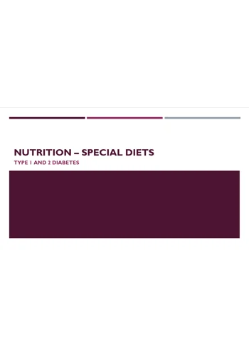 Diabetes Special Diets Training Resources