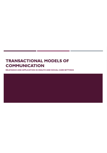 Transactional Models of Communication Training Resources