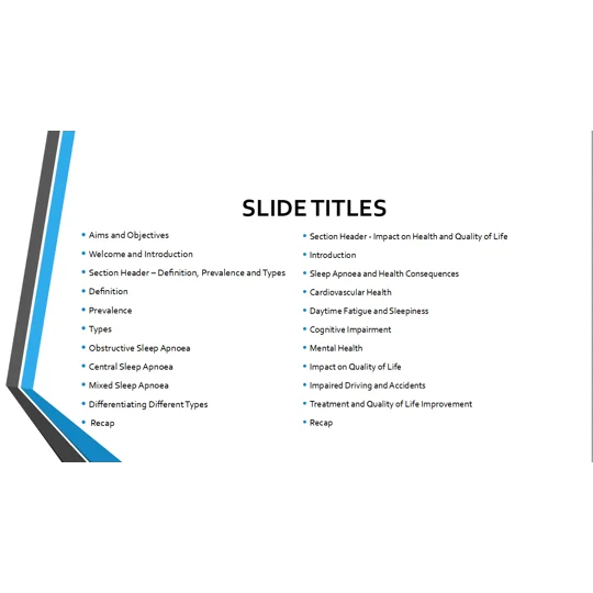 Sleep Apnoea - Understanding Sleep Apnoea Training Resources