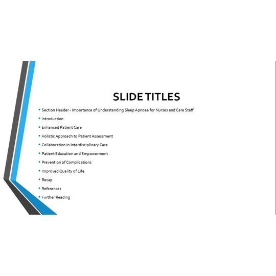 Sleep Apnoea - Understanding Sleep Apnoea Training Resources