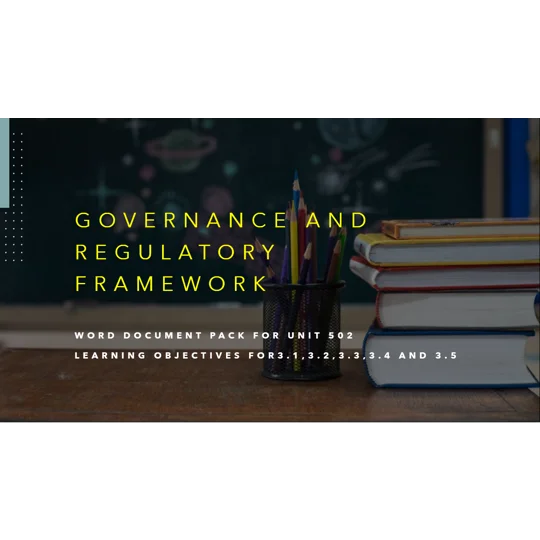 Governance and Regulatory Framework Unit 502 LO3 Training Resources