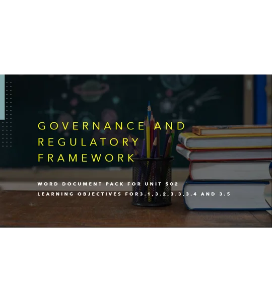 Governance and Regulatory Framework Unit 502 LO3 Training Resources