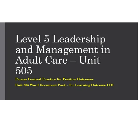 Person Centred Practice for Positive Outcomes Unit 505 LO1 Training Resources