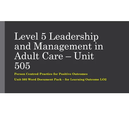 Person Centred Practice for Positive Outcomes Unit 505 LO2 Training Resources