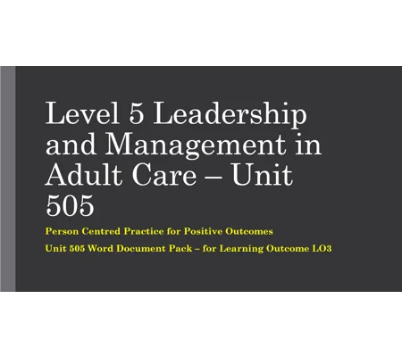 Person Centred Practice for Positive Outcomes Unit 505 LO3 Training Resources