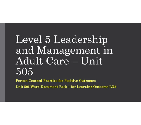 Person Centred Practice for Positive Outcomes Unit 505 LO5 Training Resources
