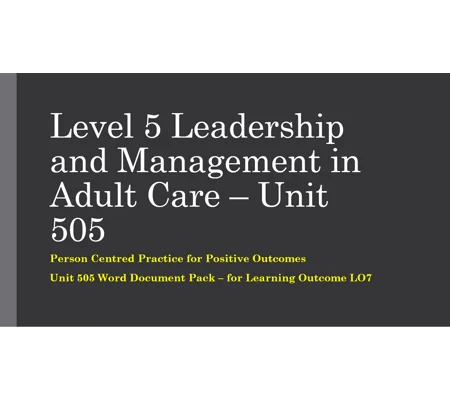 Person Centred Practice for Positive Outcomes Unit 505 LO7 Training Resources