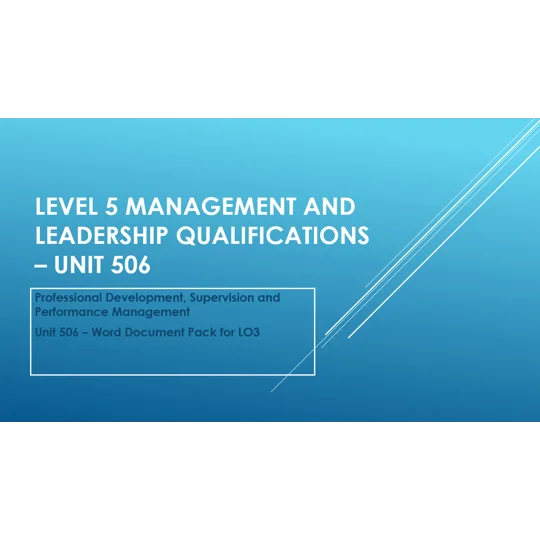 Professional Development Supervision Performance Management Unit 506 LO3 Training Resources