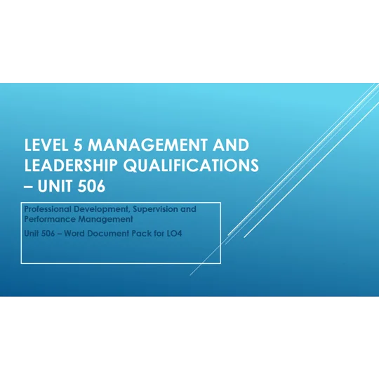 Professional Development Supervision Performance Management Unit 506 LO4 Training Resources