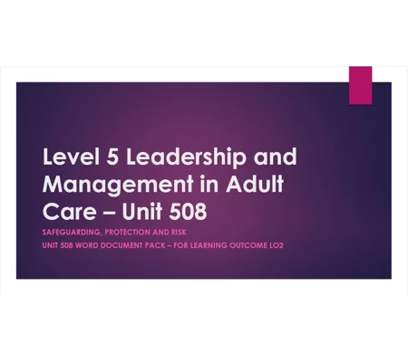 Safeguarding Protection and Risk Unit 508 LO2 Training Resources