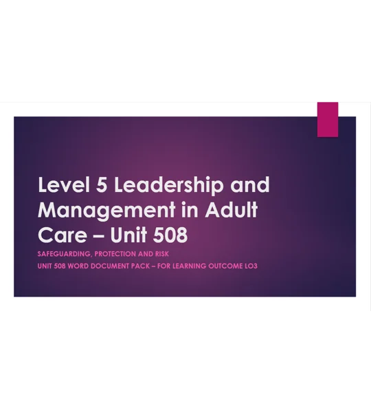 Safeguarding Protection and Risk Unit 508 LO3 Training Resources