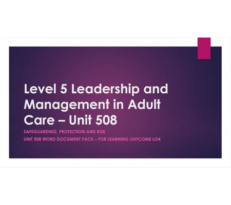 Safeguarding Protection and Risk Unit 508 LO4 Training Resources