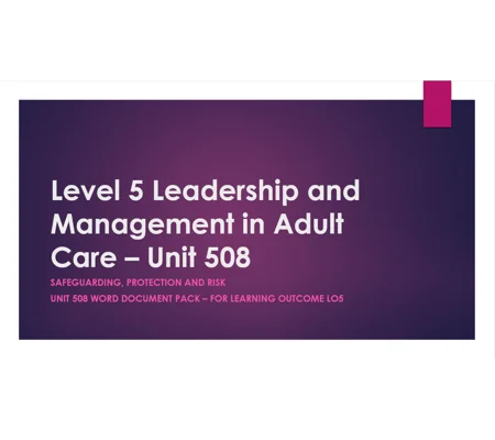 Safeguarding Protection and Risk Unit 508 LO5 Training Resources