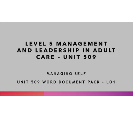 Managing Self Unit 509 LO1 Training Resources