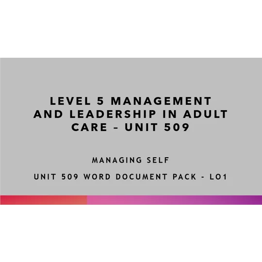 Managing Self Unit 509 LO1 Training Resources
