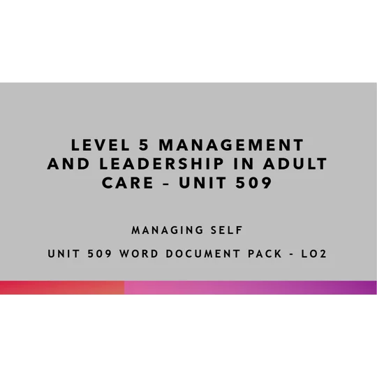 Managing Self Unit 509 LO2 Training Resources