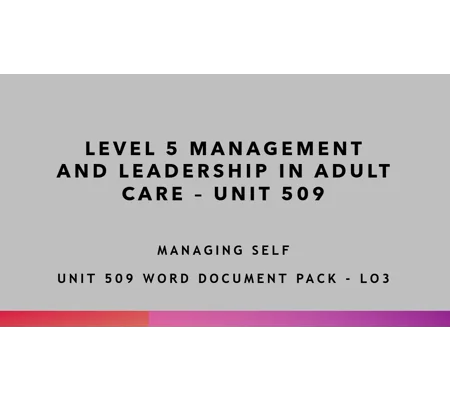 Managing Self Unit 509 LO3 Training Resources