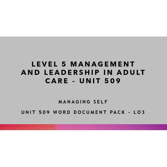 Managing Self Unit 509 LO3 Training Resources