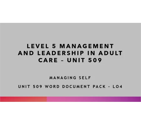 Managing Self Unit 509 LO4 Training Resources