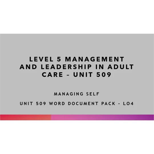 Managing Self Unit 509 LO4 Training Resources