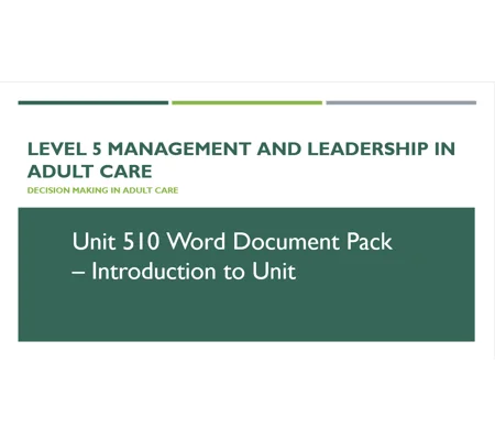 Decision Making in Adult Care Unit 510 Introduction Training Resources