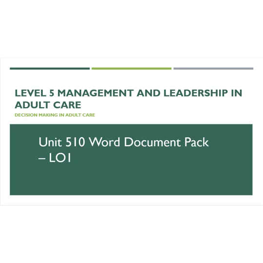Decision Making in Adult Care Unit 510 LO1 Training Resources