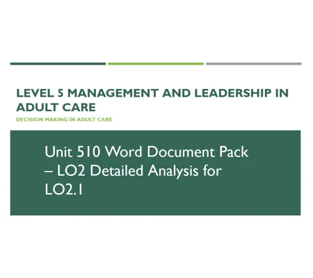 Decision Making in Adult Care Unit 510 LO2.1 Training Resources