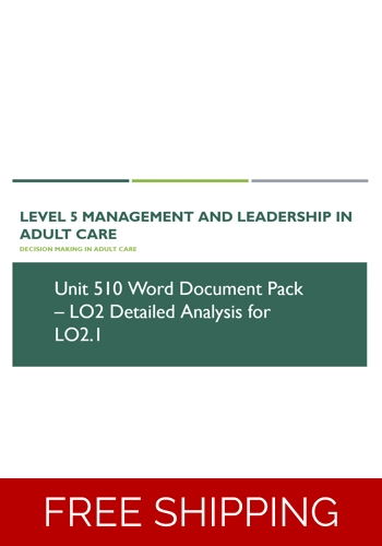 Management and Leadership - Decision Making in Adult Care Unit 510 LO2.1 Specific