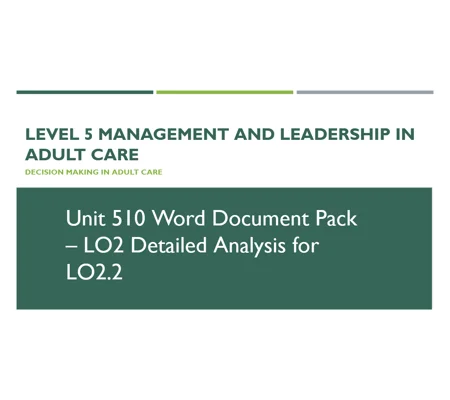 Decision Making in Adult Care Unit 510 LO2.2 Training Resources