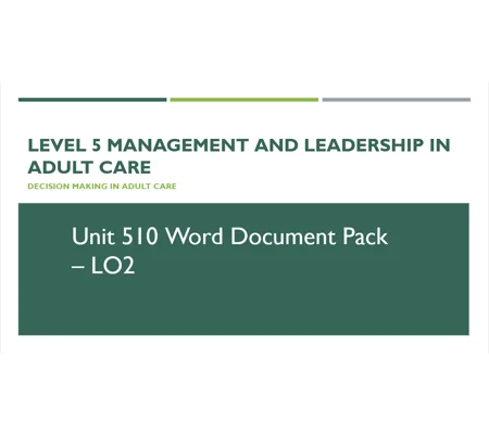 Decision Making in Adult Care Unit 510 LO2 Training Resources