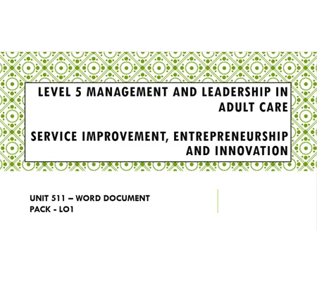 Service Improvement Entrepreneurship and Innovation Unit 511 LO1 Training Resources