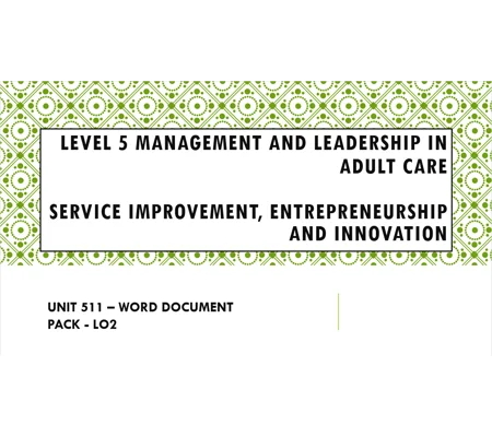 Service Improvement, Entrepreneurship and Innovation Unit 511 LO2 Training Resources