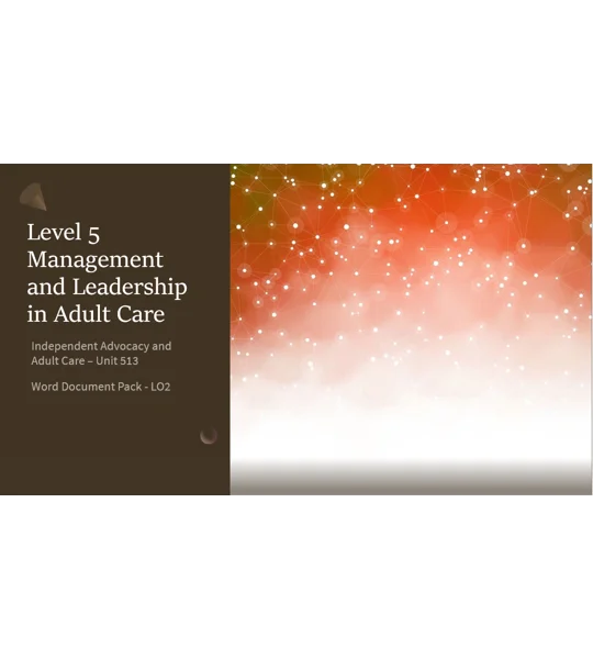 Independent Advocacy and Adult Care Unit 513 LO2 Training Resources