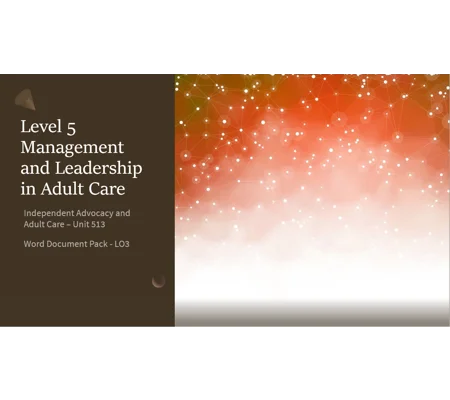 Independent Advocacy and Adult Care Unit 513 LO3 Training Resources