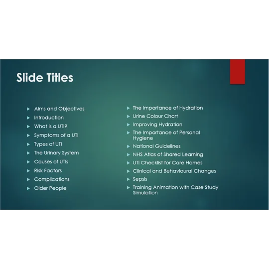 UTI Urinary Tract Infections Awareness Training Resources