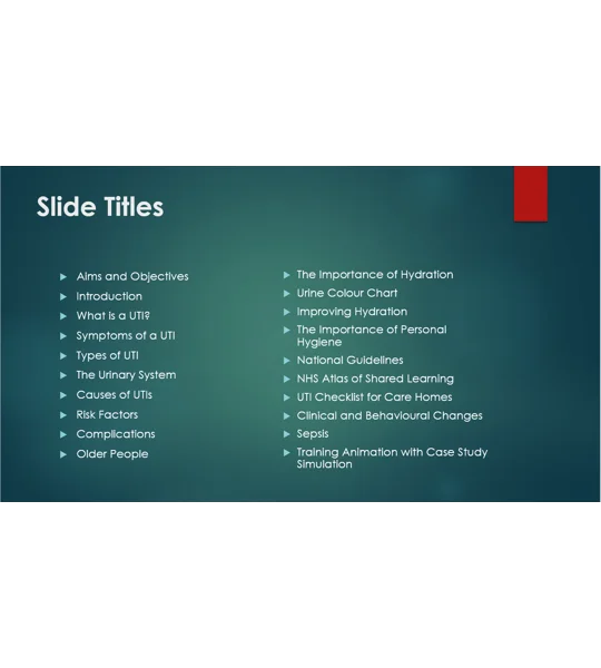 UTI Urinary Tract Infections Awareness Training Resources