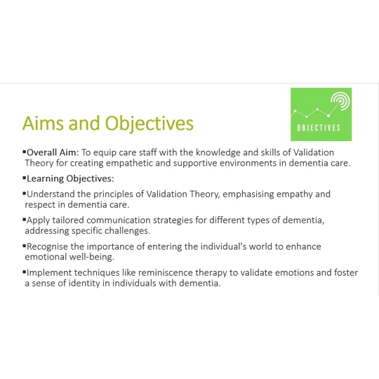Dementia Validation Theory Awareness Training Resources