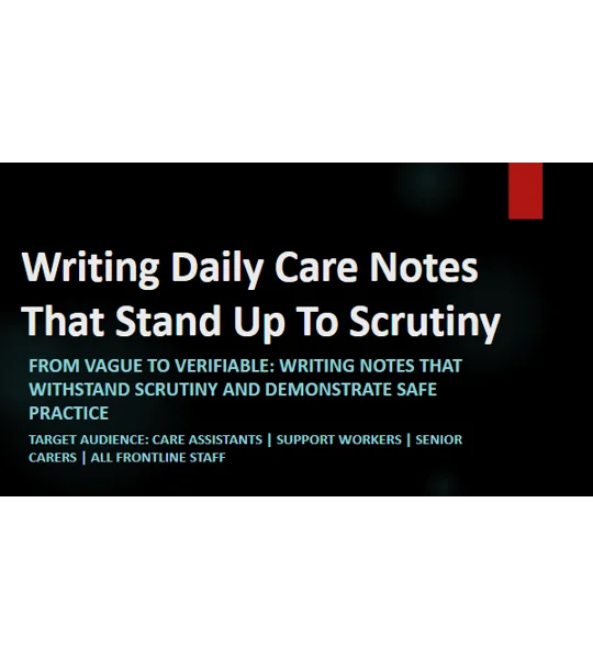 Record Keeping Writing Daily Care Notes That Stand Up To Scrutiny Workshop Training Resources