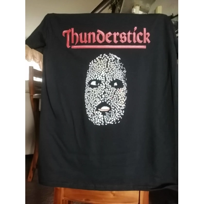 'LOGO & THUNDERSTICK 'MASK' Design. BLACK UNISEX T Shirt LARGE