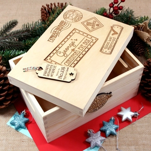 Personalised Wooden Christmas Eve Box With Delivery Tag