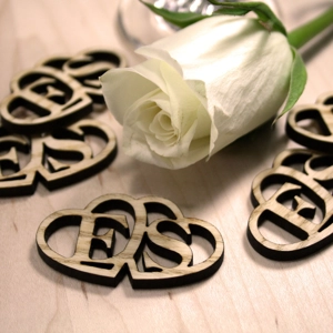 Personalised Rustic Wooden "Entwined Hearts" Wedding Table Confetti