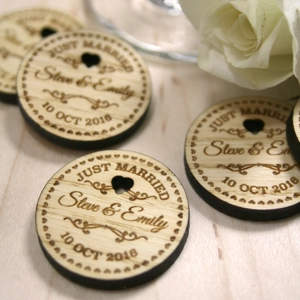 Personalised Rustic Wooden "Just Married" Wedding Table Confetti